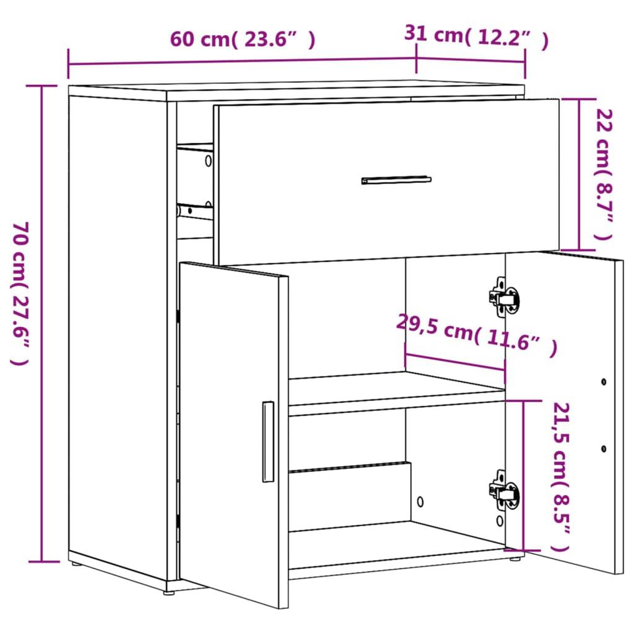 Voir la diapositive 6 : VIDAXL Buffet gris beton 60x31x70 cm bois d'ingenierie