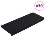 VIDAXL Tapis d'escalier auto-adhesifs 30 pcs noir 65x24,5x3,5 cm
