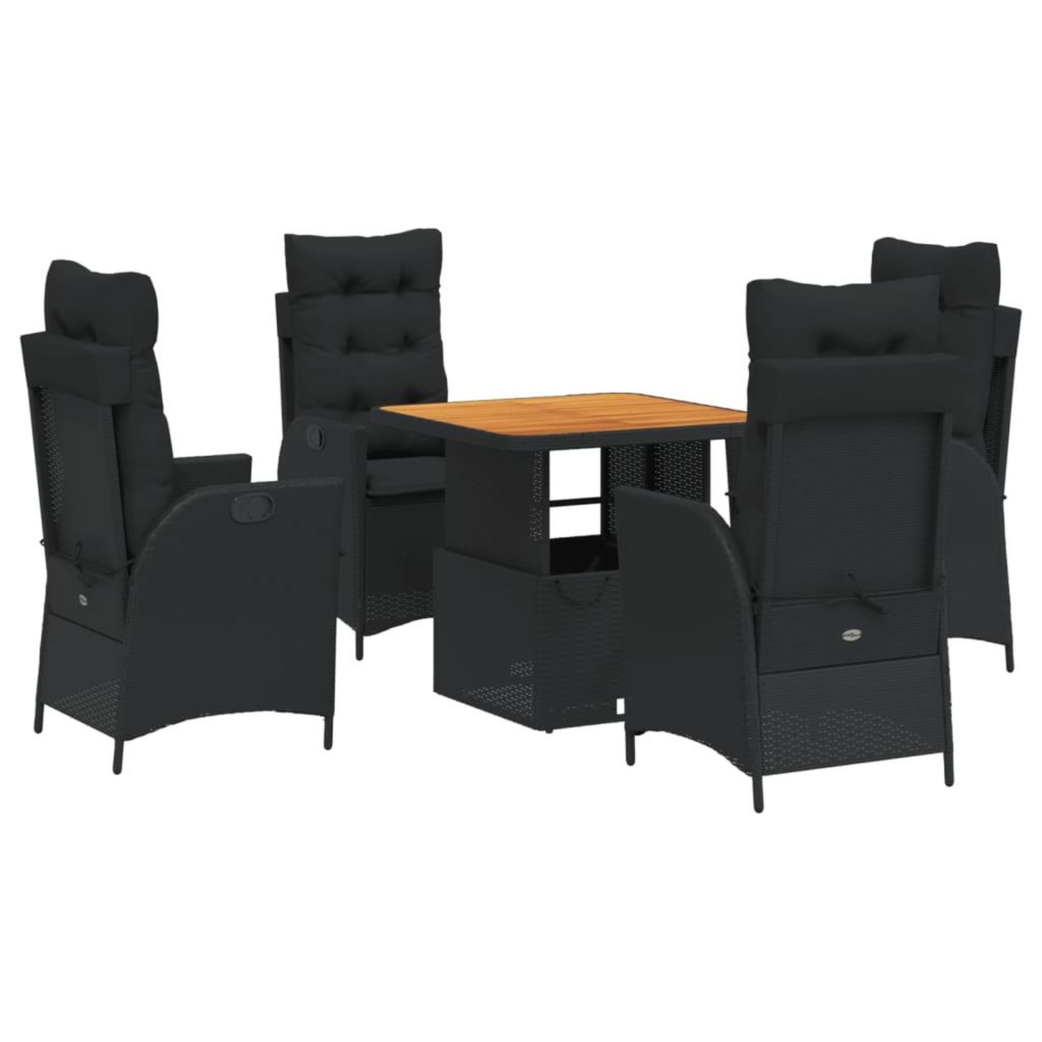 Voir la diapositive 2 : VIDAXL Ensemble a manger de jardin coussins 5pcs Noir Resine tressee