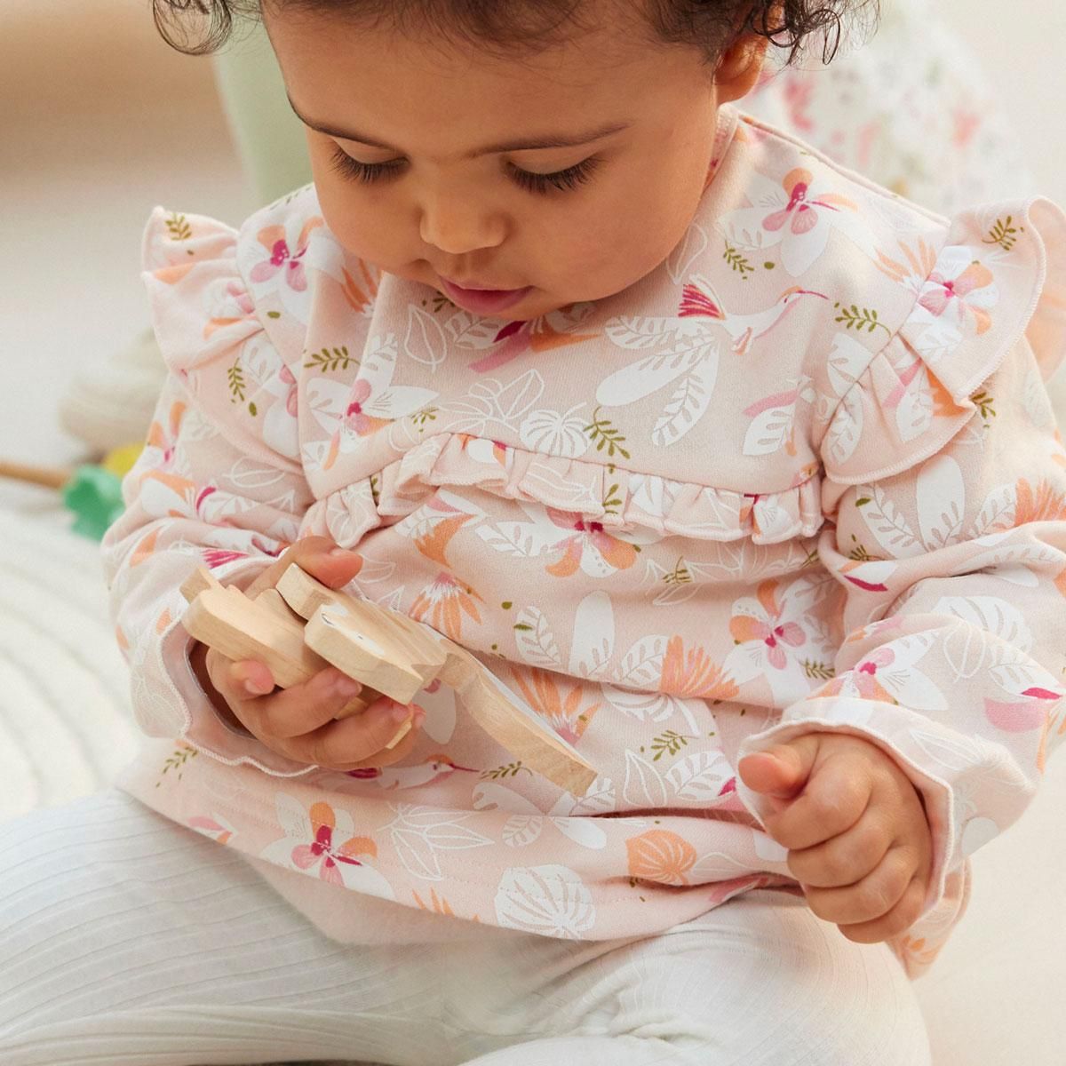 Petit Béguin Ensemble bébé robe en molleton et legging Kalaoupe