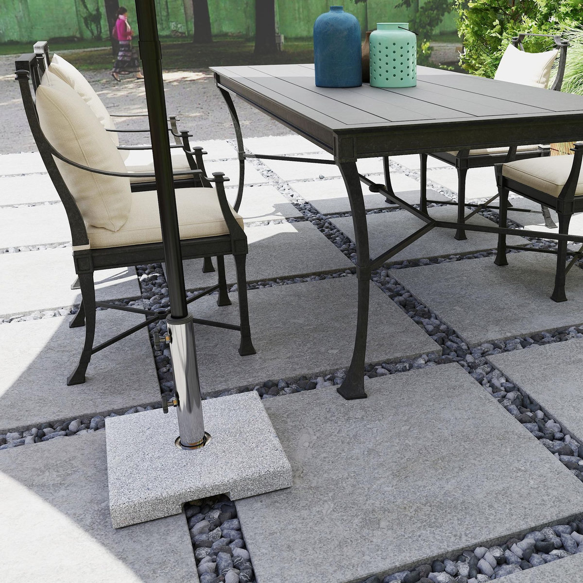 OUTSUNNY Pied de parasol granite 21 Kg compatible mât dia. 32-48 mm