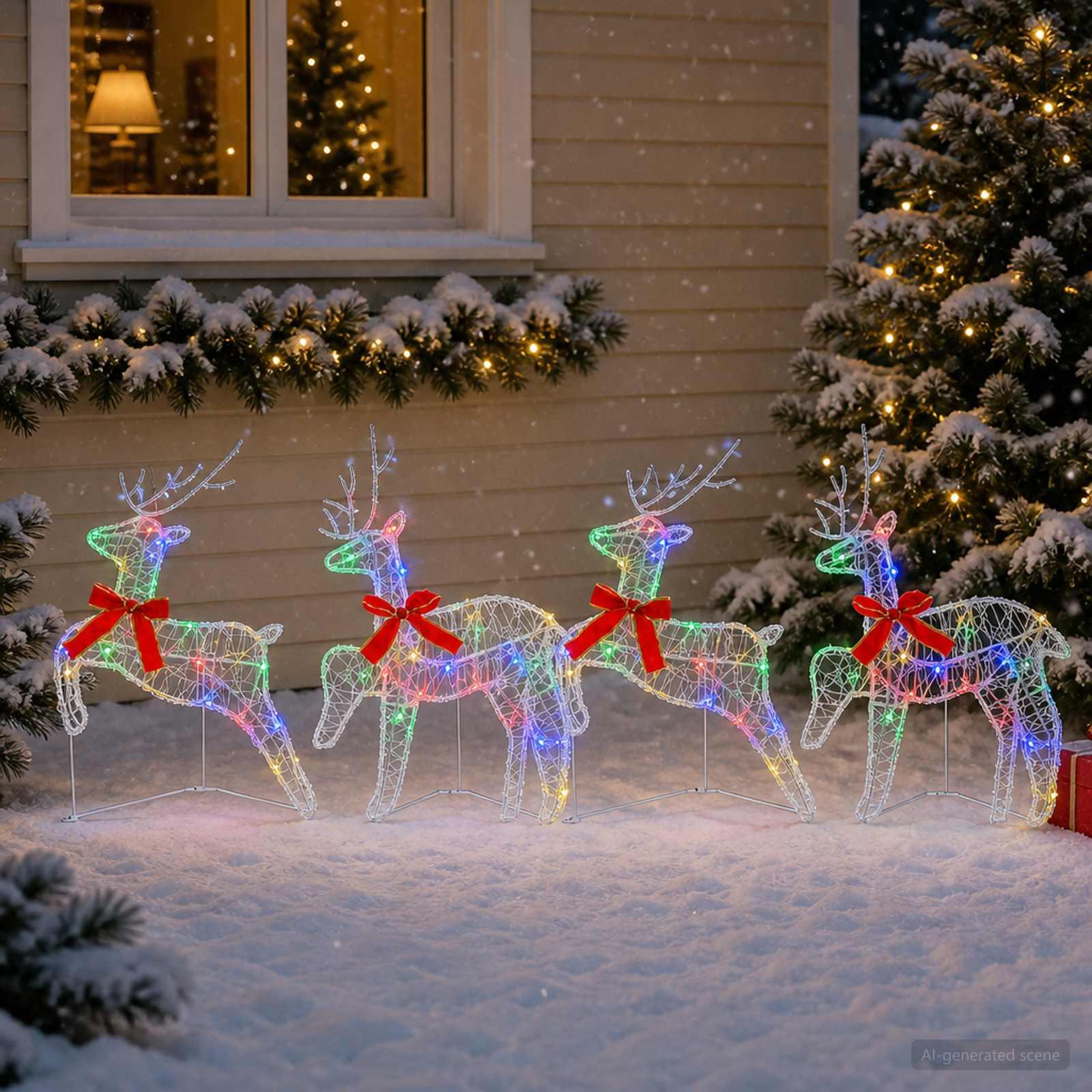 Voir la diapositive 4 : VIDAXL Renne de Noël 4 pc 80 LED Multicolore