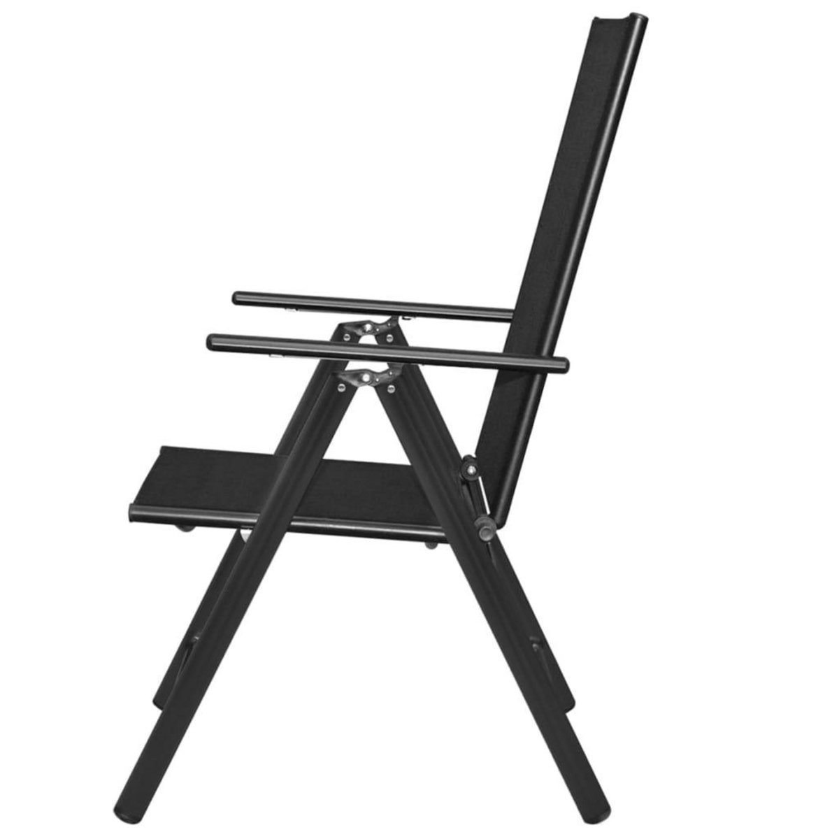 VIDAXL Chaises pliables de jardin lot de 2 Aluminium et textilene Noir