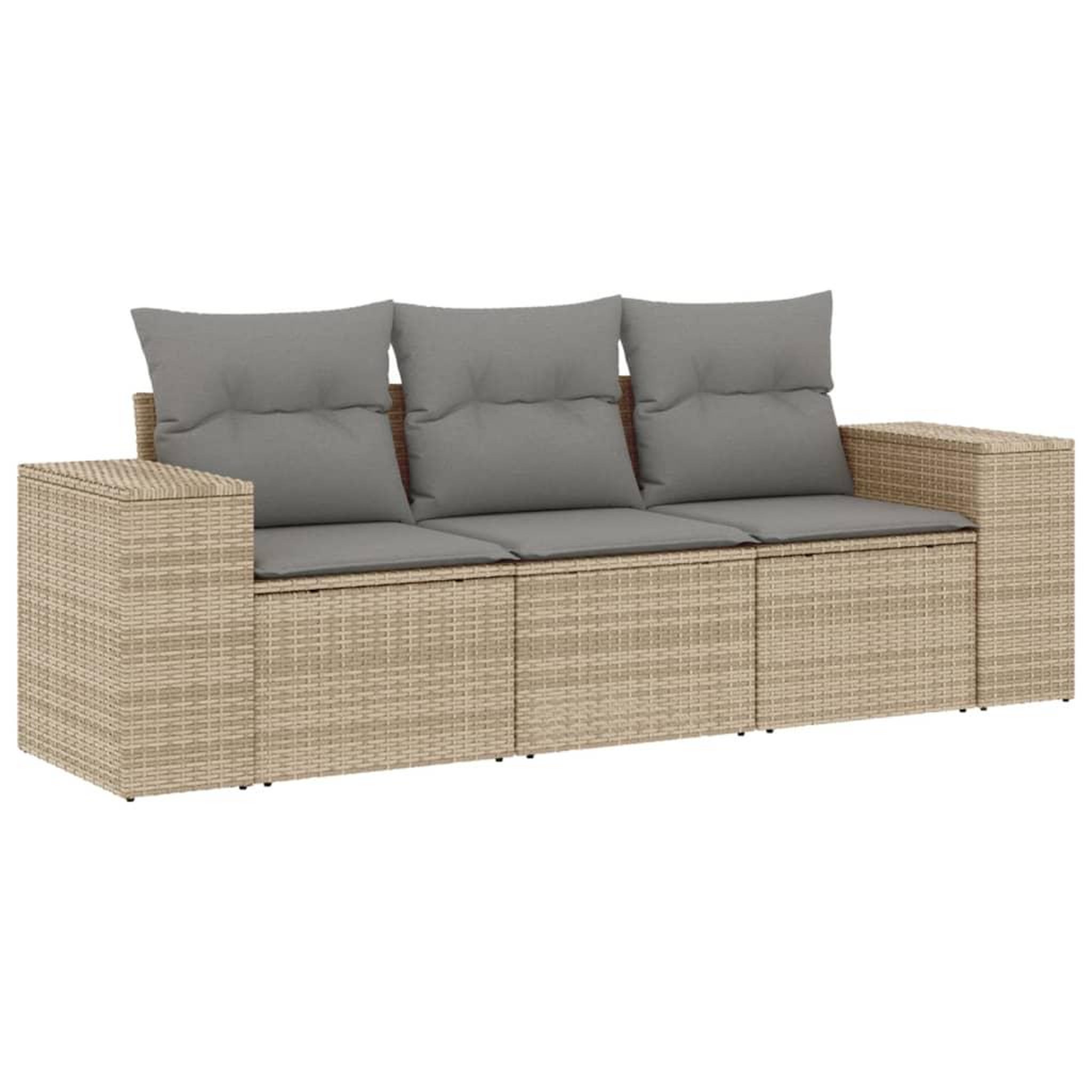 Voir la diapositive 2 : VIDAXL Salon de jardin avec coussins 3 pcs beige resine tressee