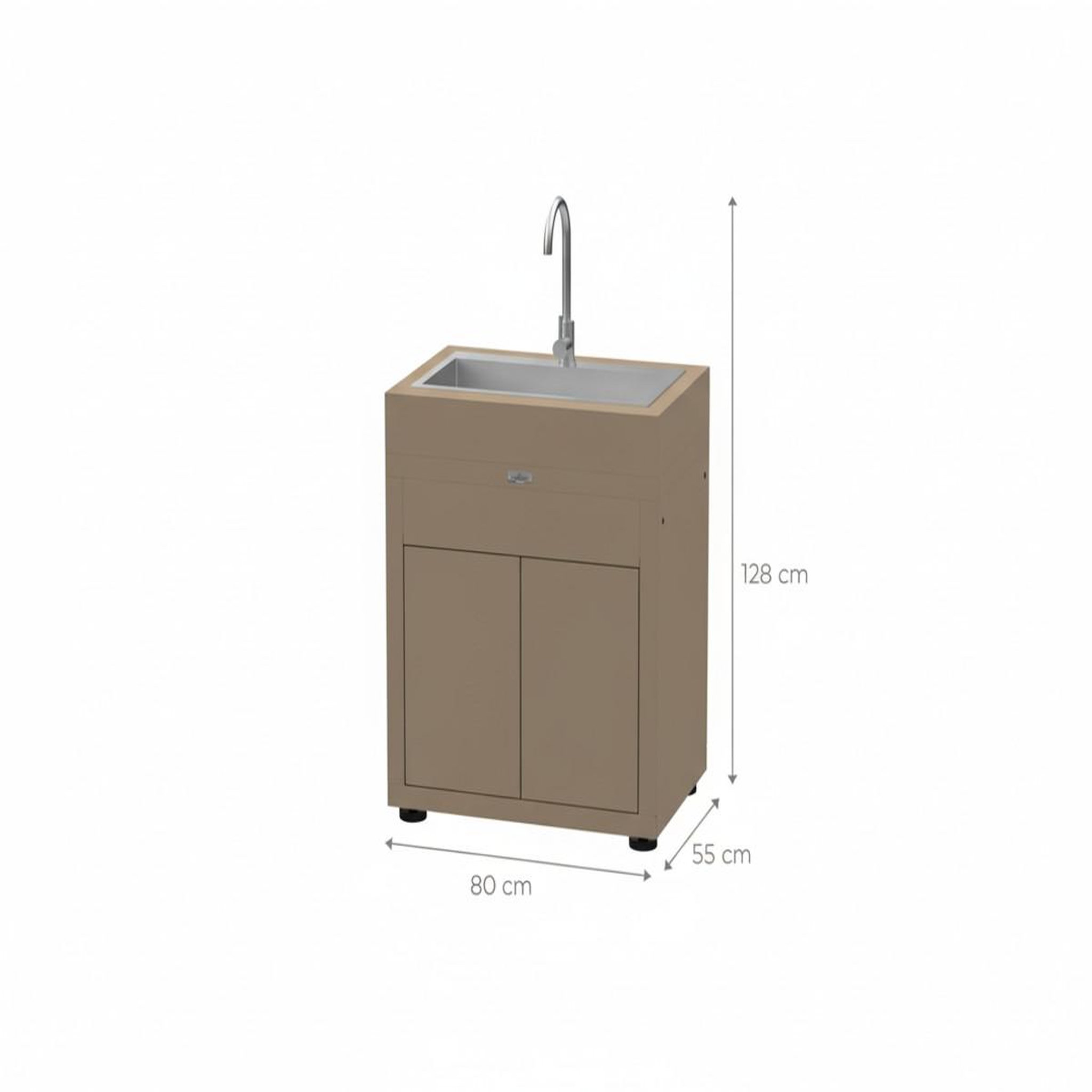 Voir la diapositive 3 : Le marquier Meuble cuisine extérieure taupe avec évier intégré 80 x 55 cm - le marquier