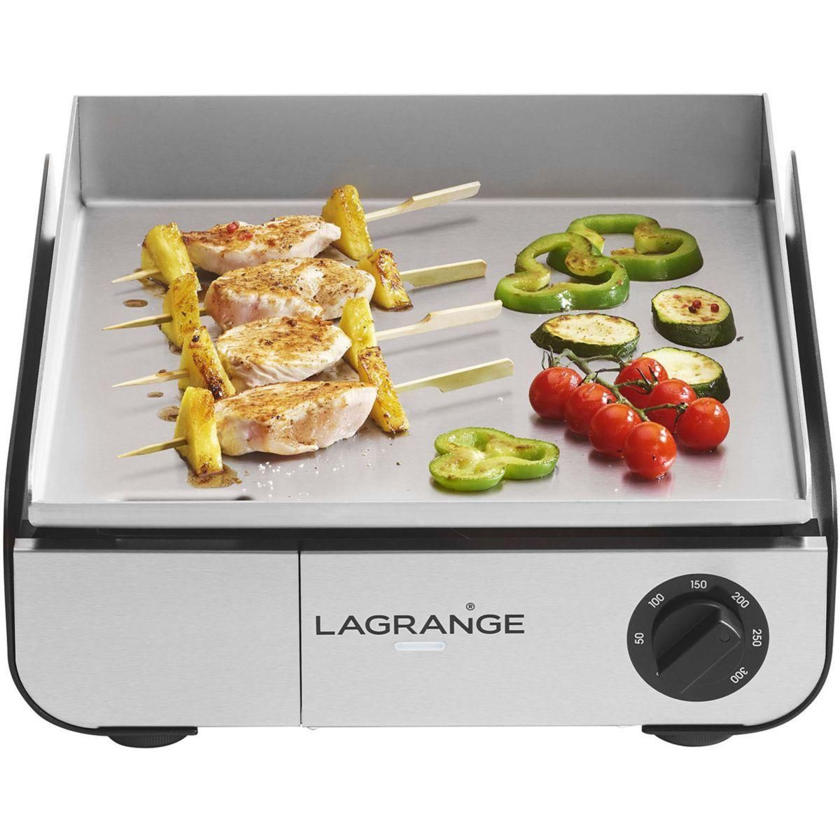 LAGRANGE Plancha électrique Pro 35S noir à poser, 40x35 cm + kit d'accessoires