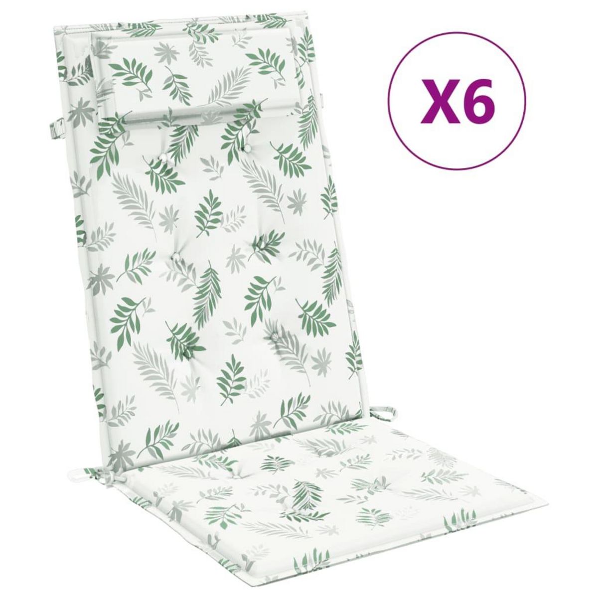 VIDAXL Coussins de chaise a dossier haut lot de 6 modele de feuille