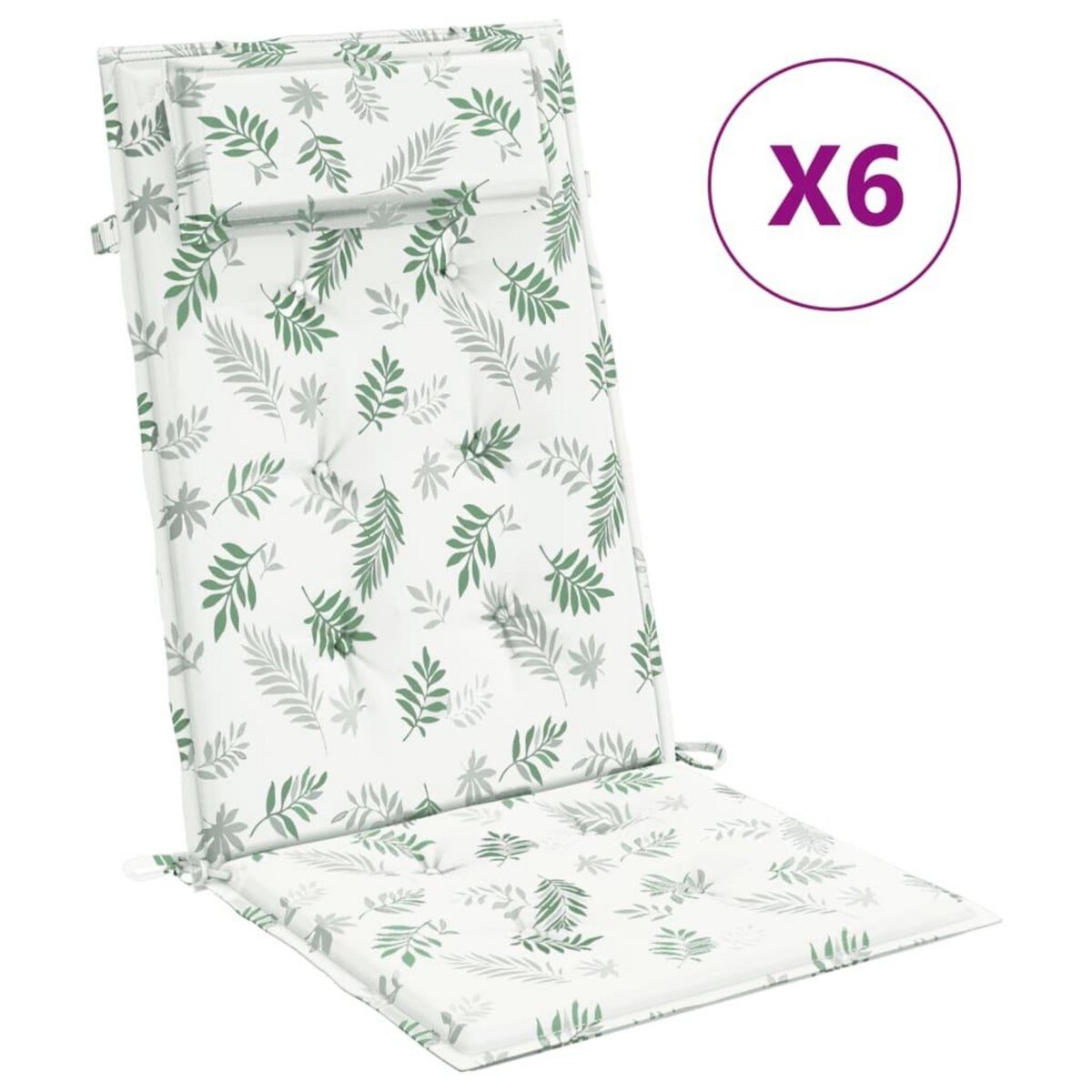 VIDAXL Coussins de chaise a dossier haut lot de 6 modele de feuille