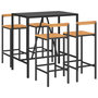 Voir la diapositive 3 : VIDAXL Ensemble de bar jardin 5 pcs noir poly rotin/bois massif acacia