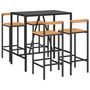 Voir la diapositive 3 : VIDAXL Ensemble de bar jardin 5 pcs noir poly rotin/bois massif acacia