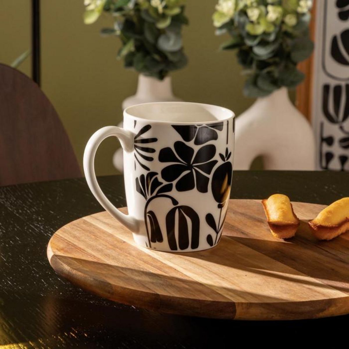 SECRET DE GOURMET Lot de 6 Mugs  Twisted Lime  37cl Noir & Blanc