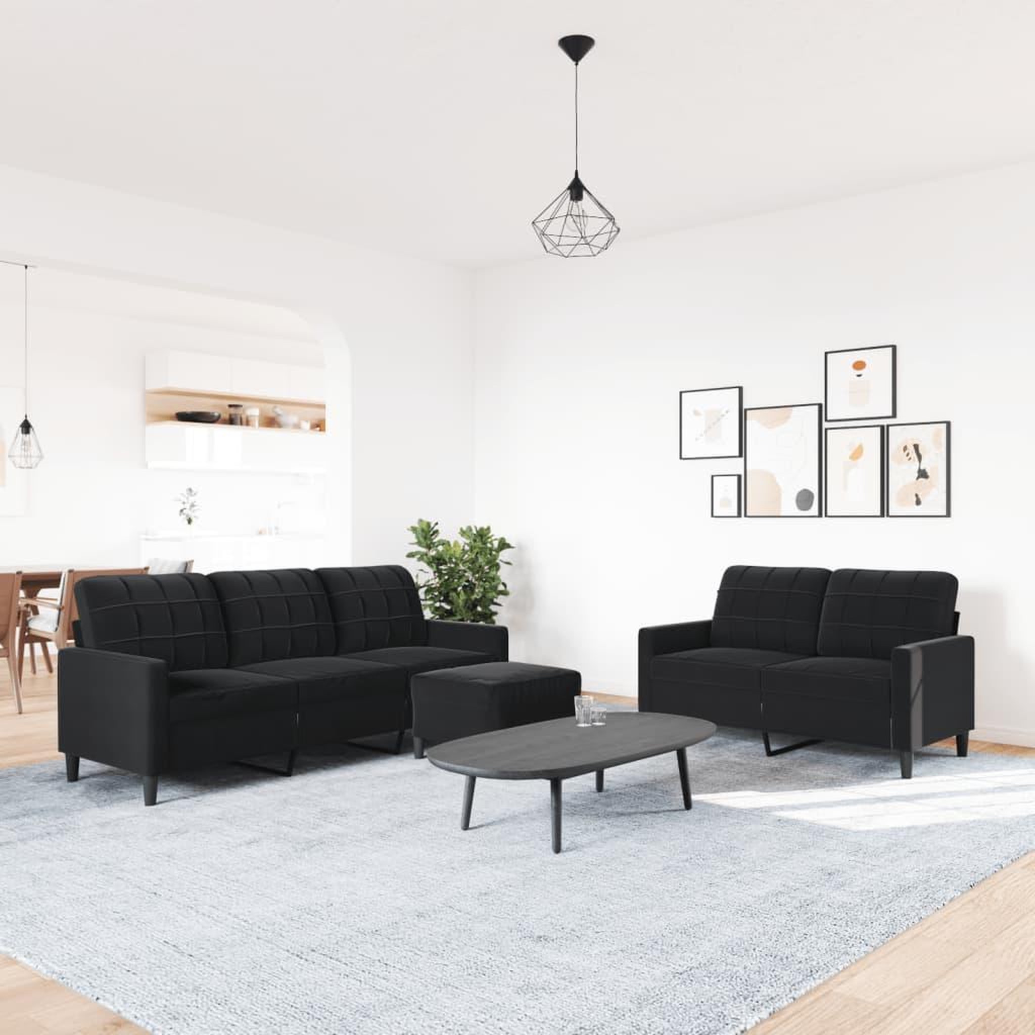 Voir la diapositive 3 : VIDAXL Ensemble de canapes 3 pcs avec coussins Noir Velours