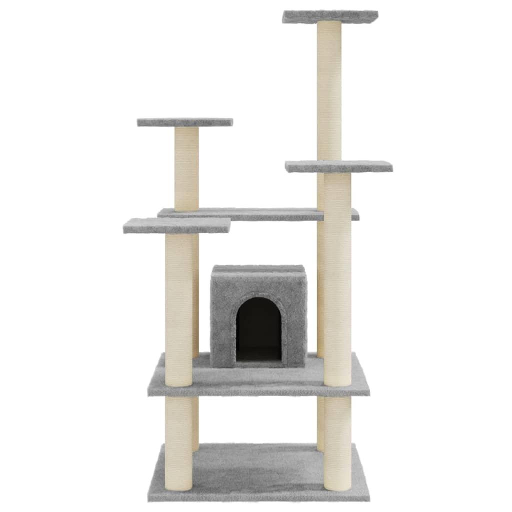 Voir la diapositive 4 : VIDAXL Arbre a chat avec griffoirs en sisal Gris clair 110 cm