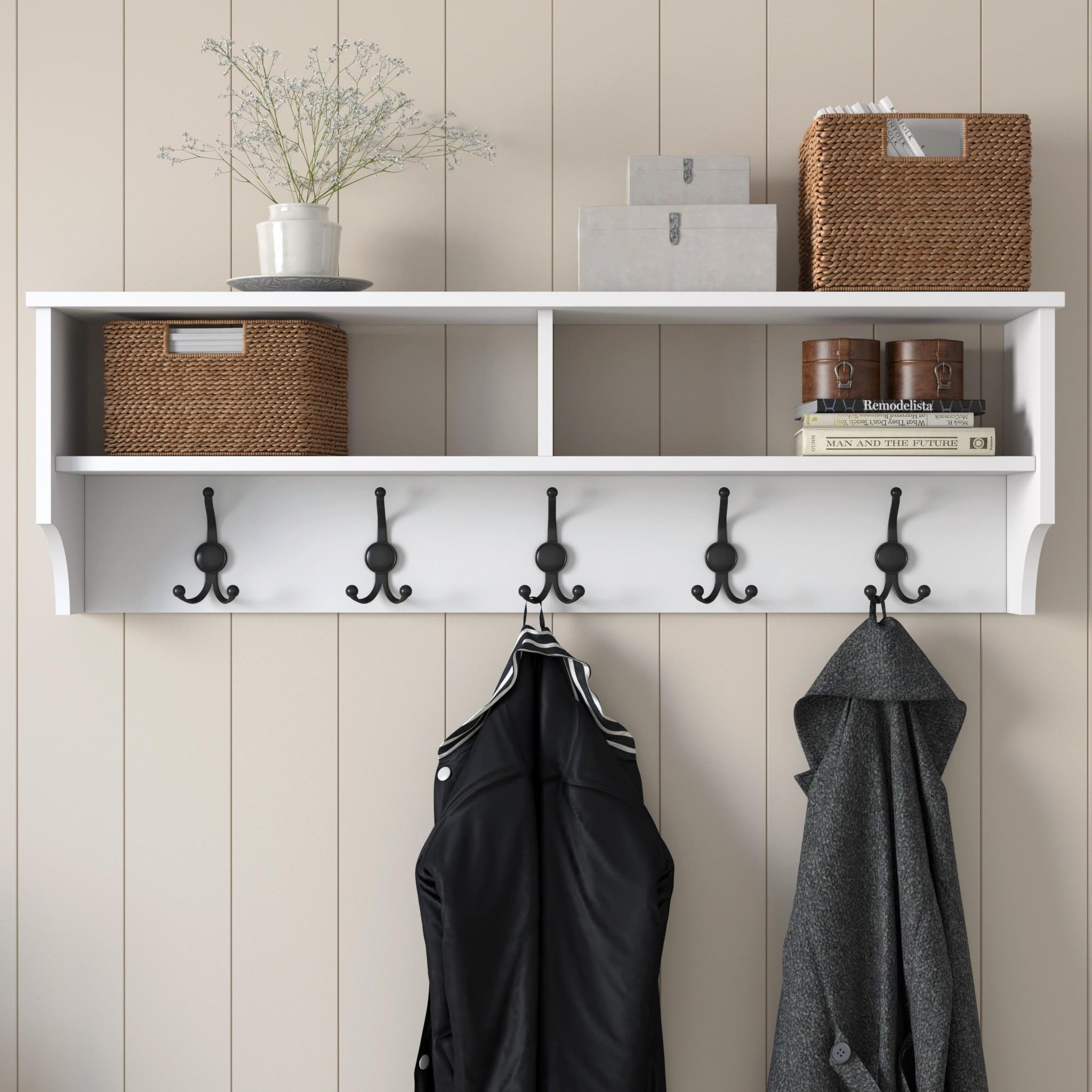 Voir la diapositive 2 : Habitat et Jardin Porte-manteau en bois  pino  - 120 x 22 x 37 cm - blanc