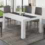 Voir la diapositive 4 : ID MARKET Table à manger extensible rectangle GEORGIA 6-10 personnes blanche et grise 140-220 x 90 cm