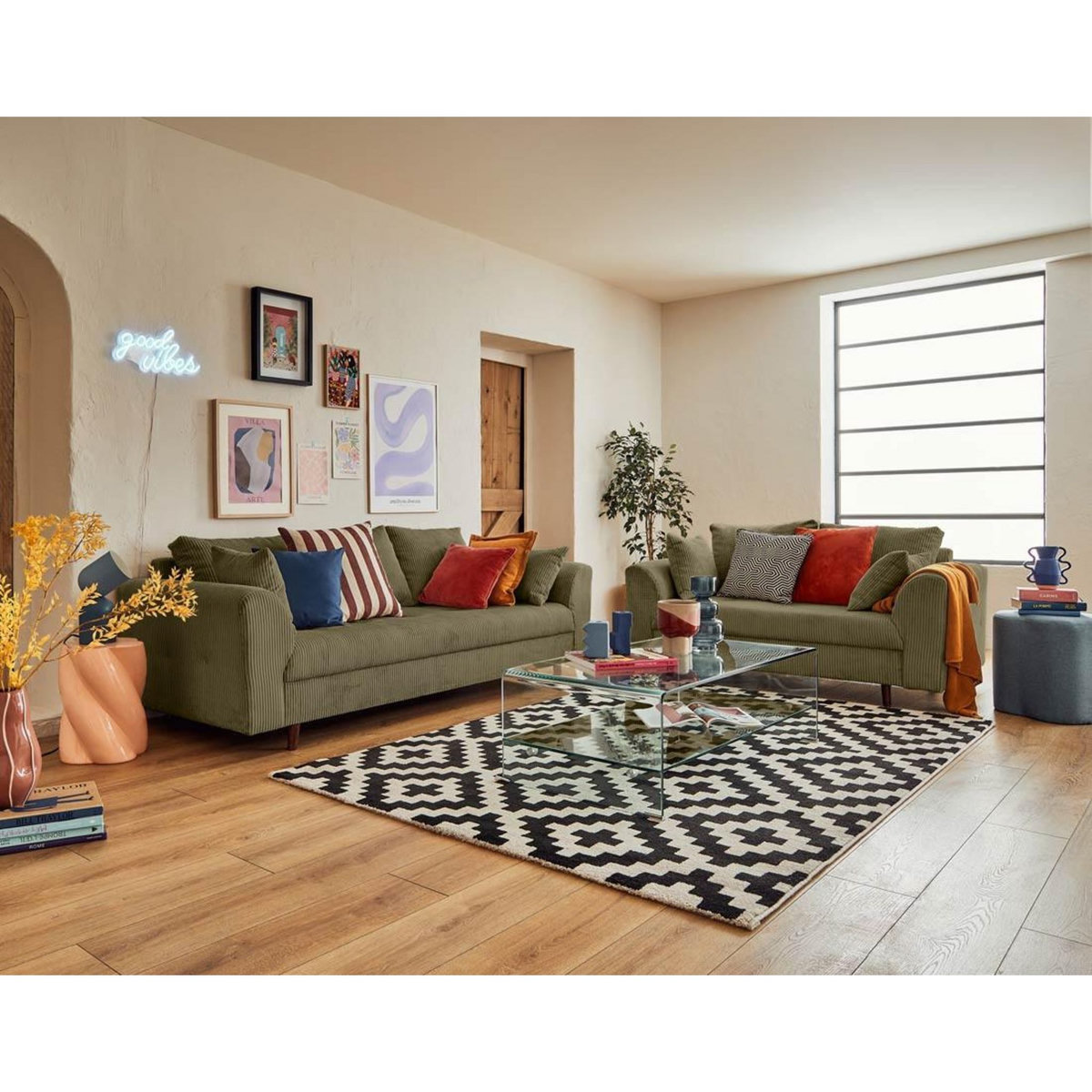 LISA DESIGN Rune - canapé 2 places - en velours côtelé