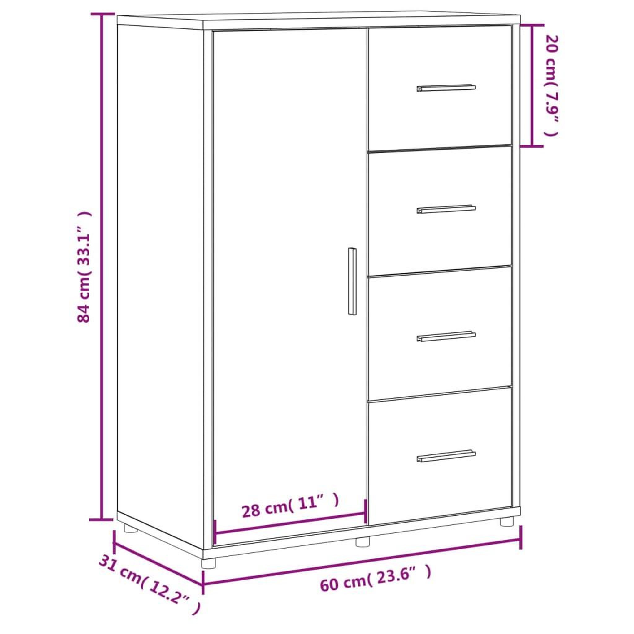 Voir la diapositive 6 : VIDAXL Buffet blanc 60x31x84 cm bois d'ingenierie