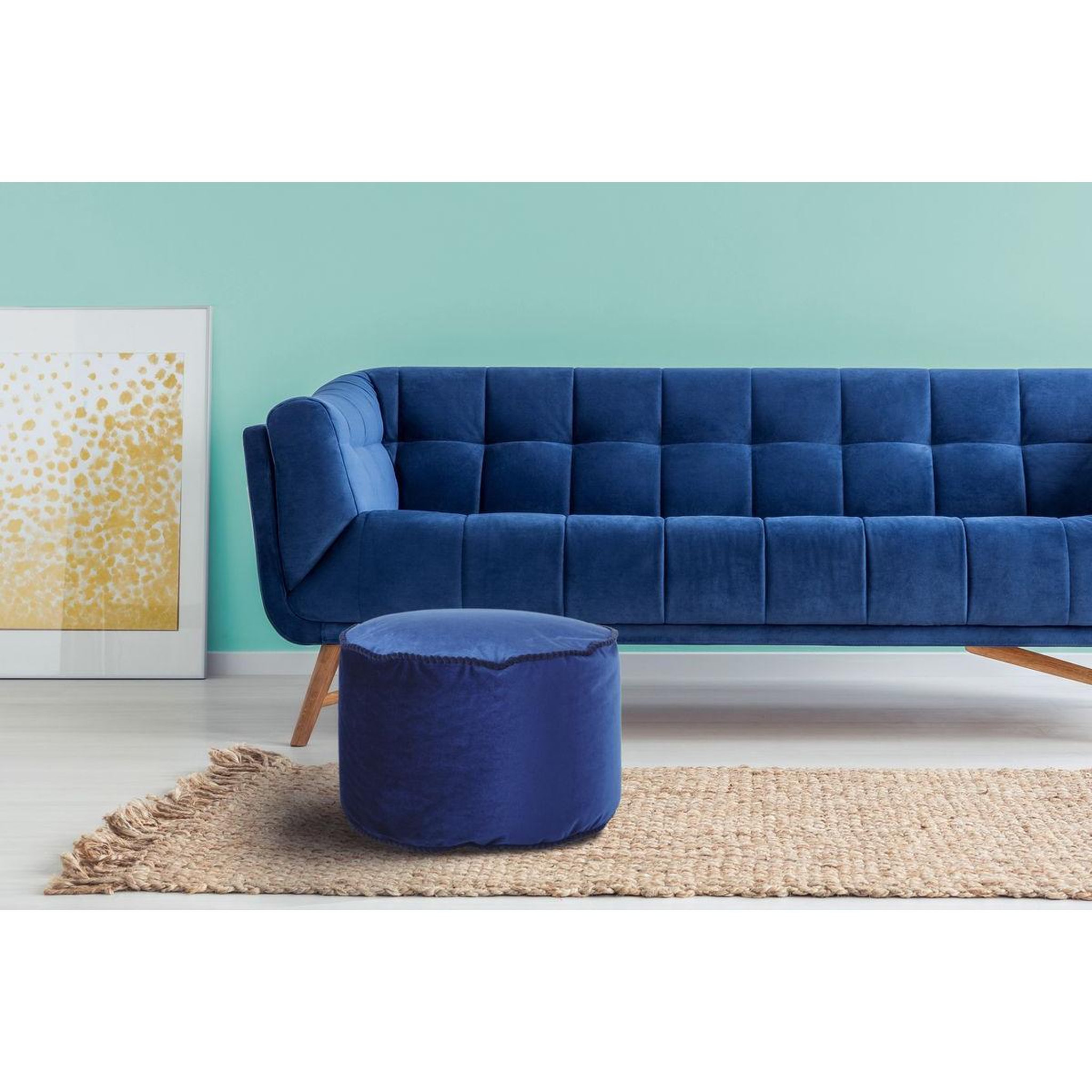 Voir la diapositive 2 : Paris Prix Pouf rond en velours  taj mahal  47cm bleu