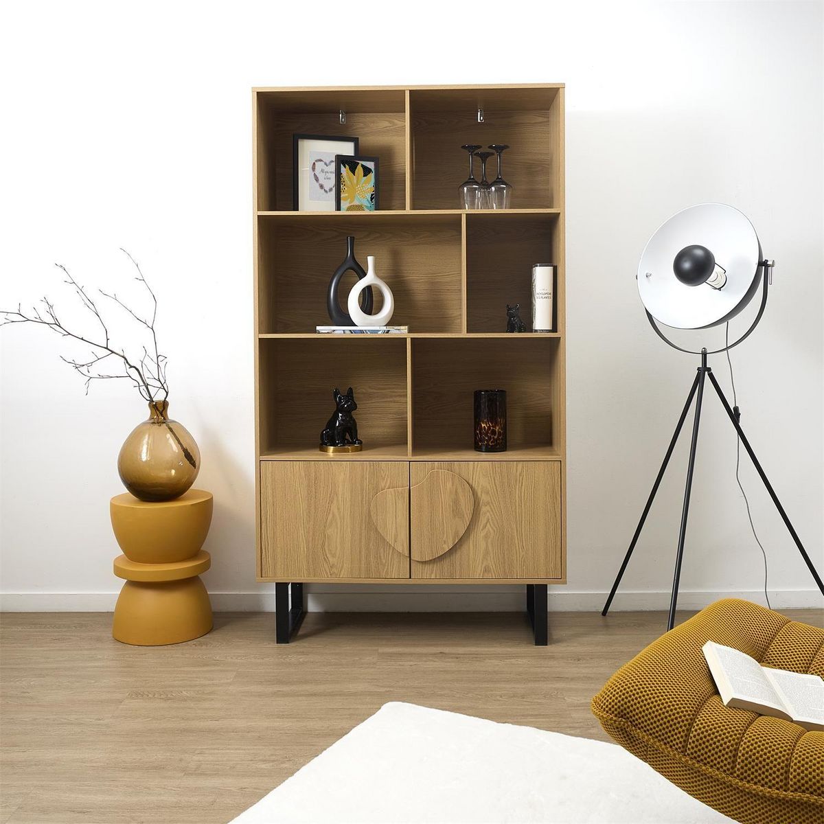 The Home Deco Factory Bibliothèque 2 portes en bois CALYPSO - Marron