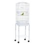 Voir la diapositive 1 : PAWHUT PawHut Cage à oiseaux sur pied volière oiseaux sur roulettes avec toit ouvrant 3 perchoirs étagère inférieure 46,5 x 36 x 157 cm