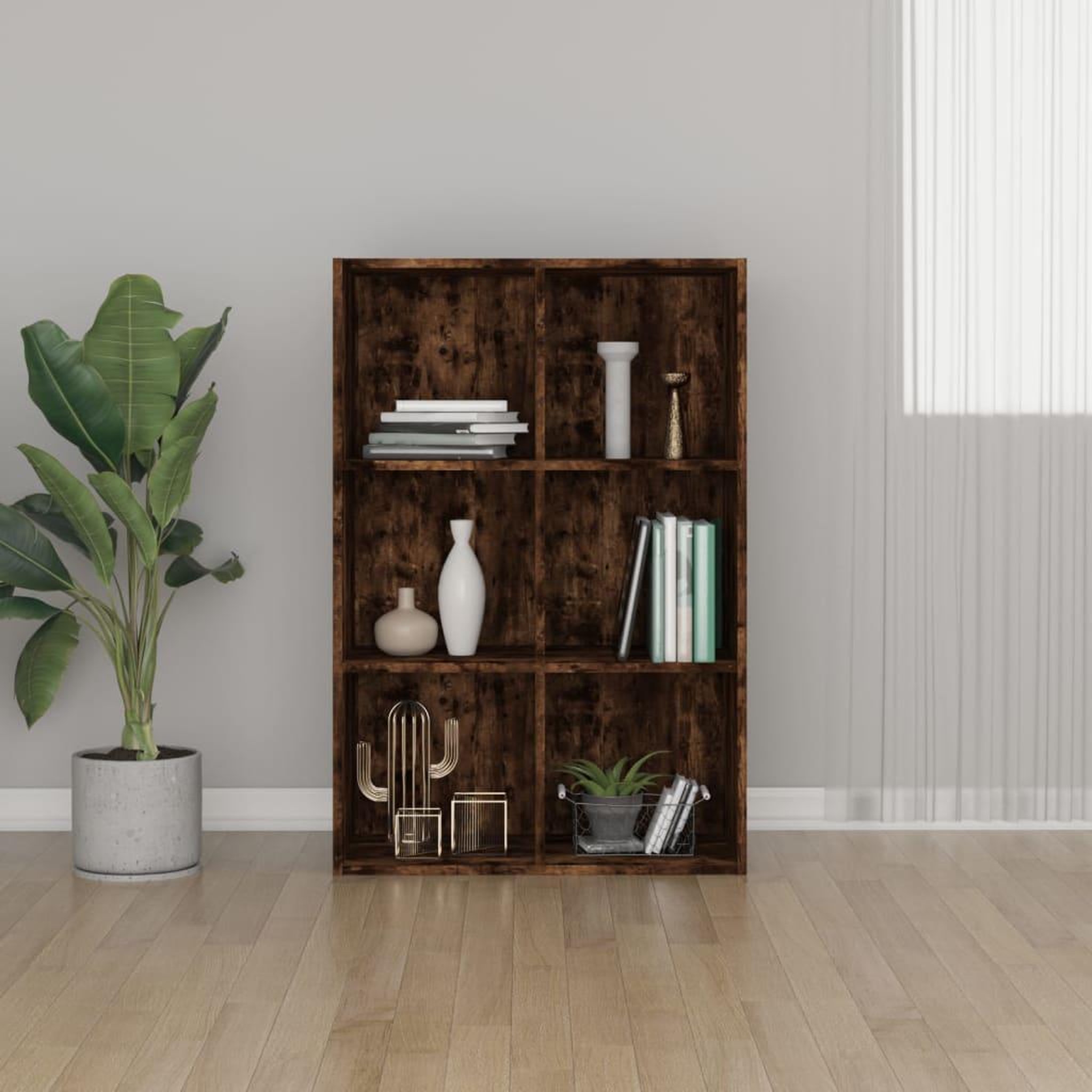 Voir la diapositive 1 : VIDAXL Bibliotheque/Buffet Chene fume 66x30x98 cm Bois d'ingenierie