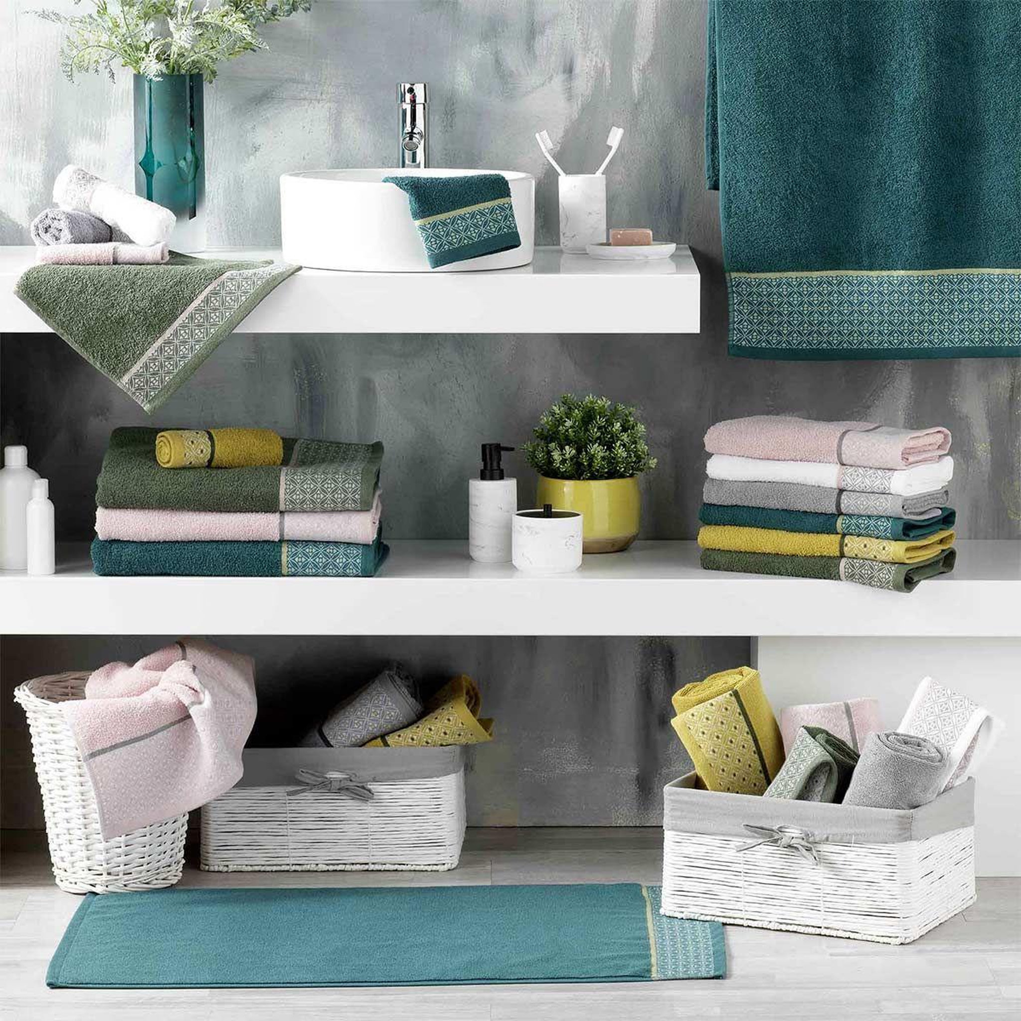Voir la diapositive 3 : Douceur d'Intérieur Serviette de toilette jacquard  belina  50x90cm gris