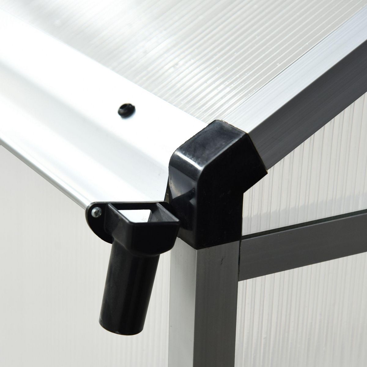 OUTSUNNY Serre de jardin aluminium polycarbonate 5,5 m² dim. 3,03L x 1,83l x 1,95H m fondation lucarne porte loquet