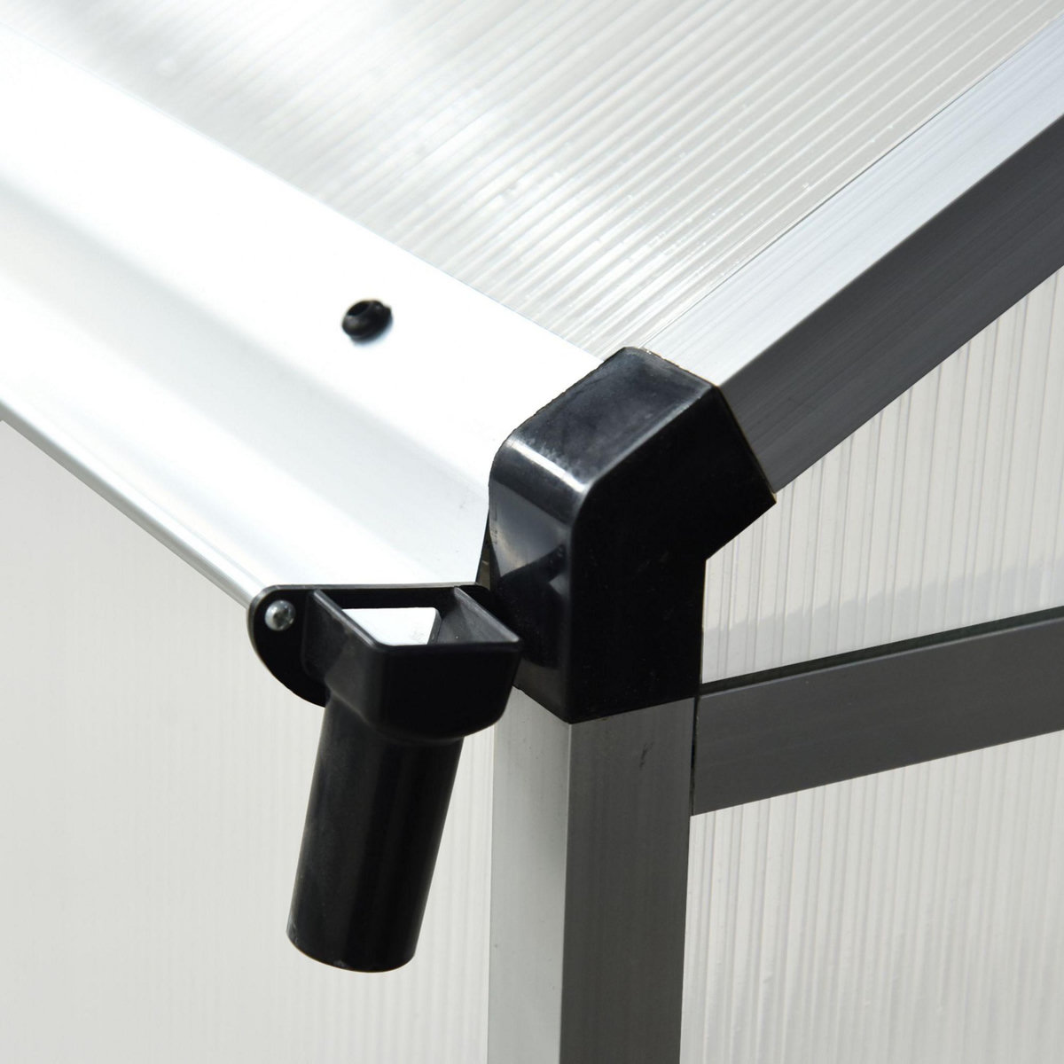 OUTSUNNY Serre de jardin aluminium polycarbonate 5,5 m² dim. 3,03L x 1,83l x 1,95H m fondation lucarne porte loquet