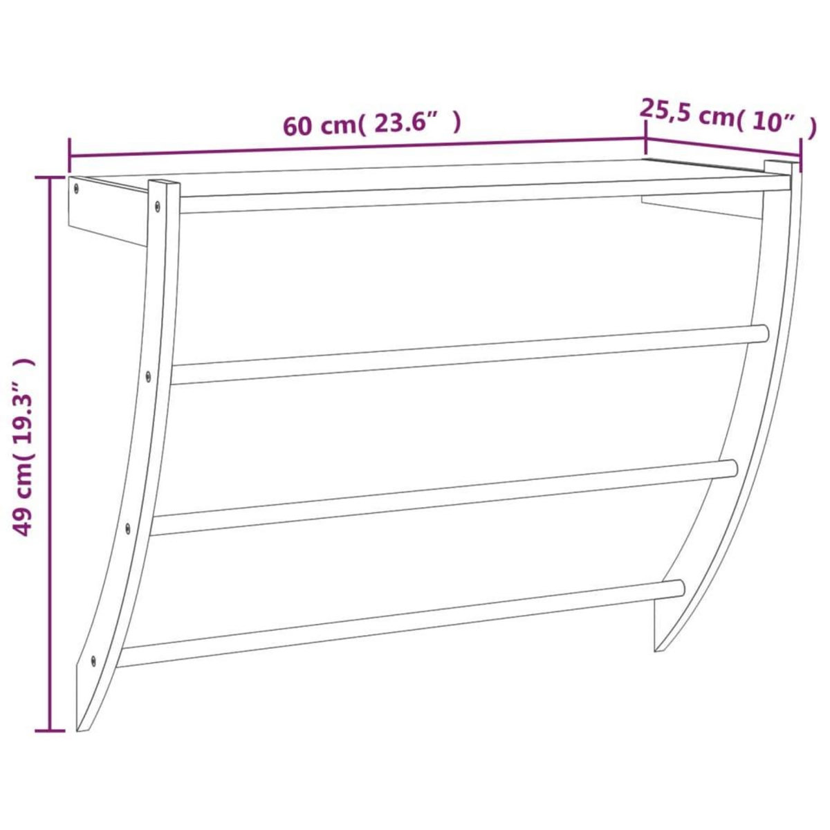VIDAXL Porte-serviette 60x25,5x49 cm Bois massif de noyer