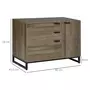 HOMCOM Buffet design industriel - meuble de rangement 3 tiroirs, placard - piètement acier noir panneaux particules aspect bois avec veinage
