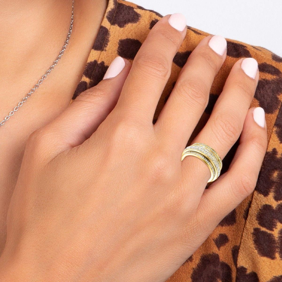 SC BOHEME Bague taille 54 SC Bohème en acier ornée de cristaux scintillants