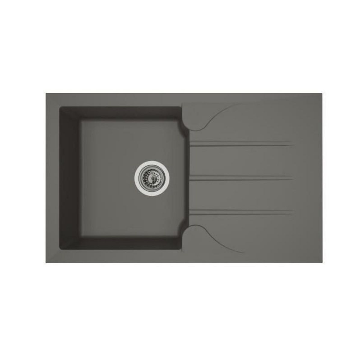 STRADOUR STRADOUR Evier cuisine a encastrer 1 bac + 1 egouttoir Aloa - Resine - 81 x 50 cm - Gris beton