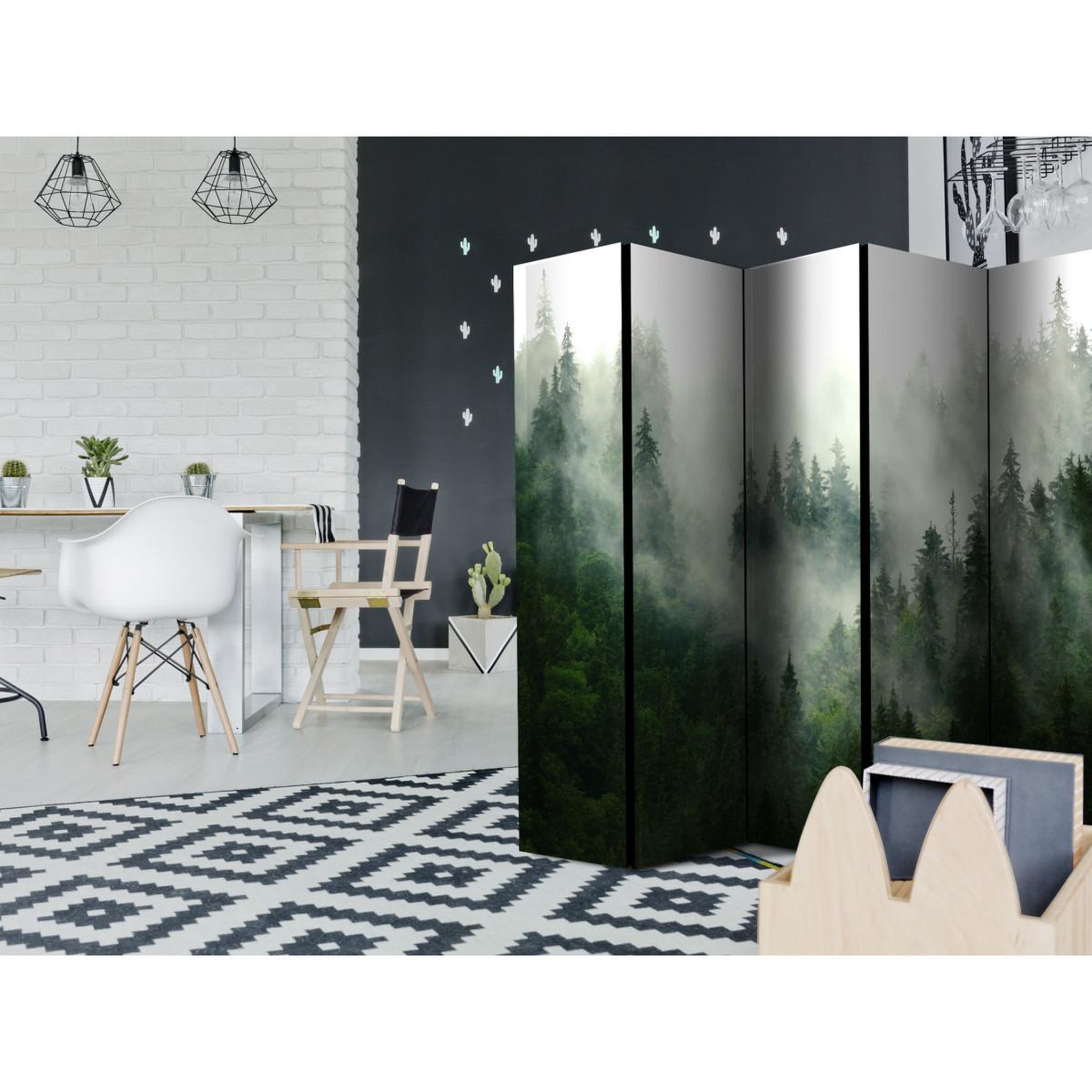 Voir la diapositive 2 : Paris Prix Paravent 5 volets  coniferous forest  172x225cm
