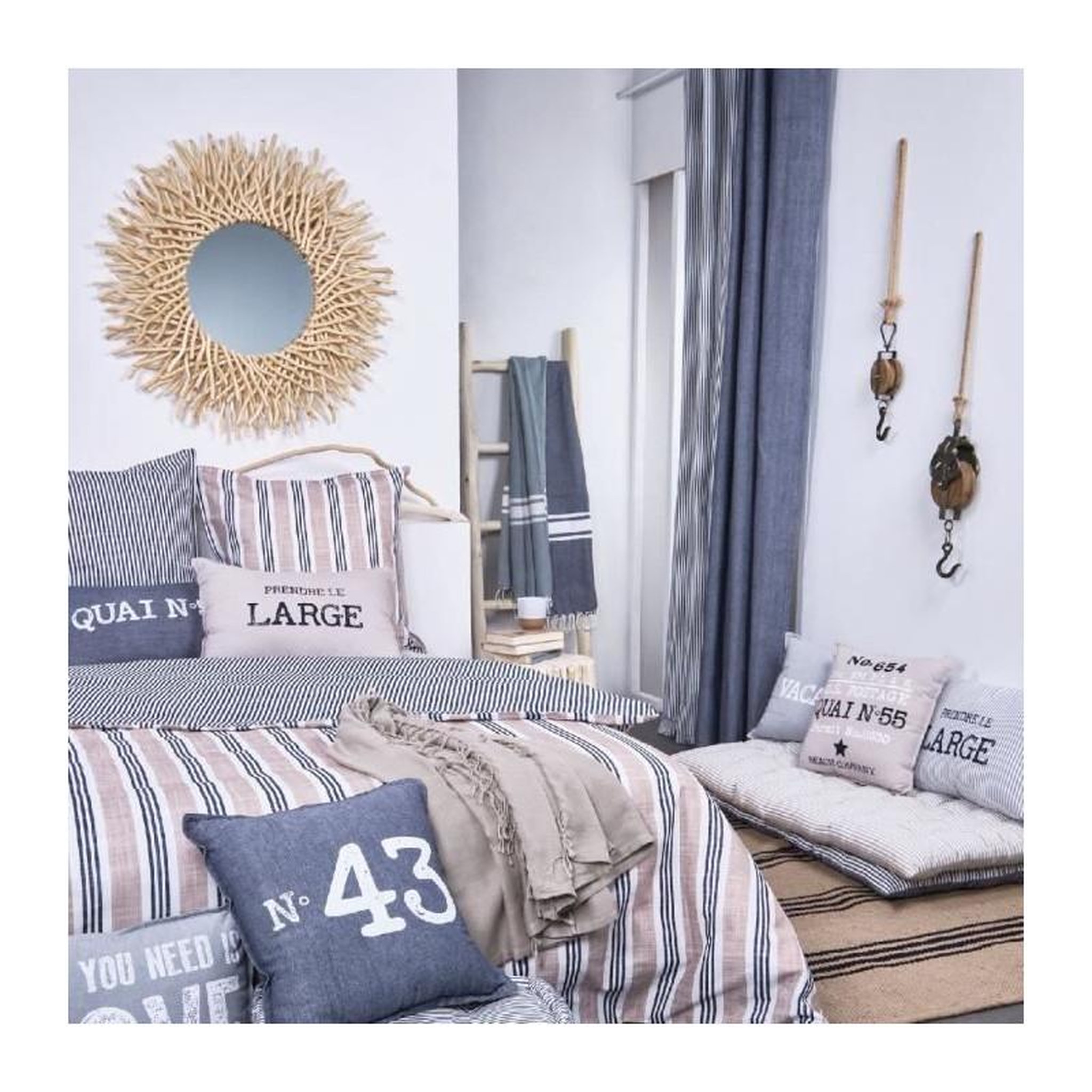 Voir la diapositive 3 : Today Parure de lit - TODAY Kargo - 220x240 cm - 2 personnes - coton imprimé rayé