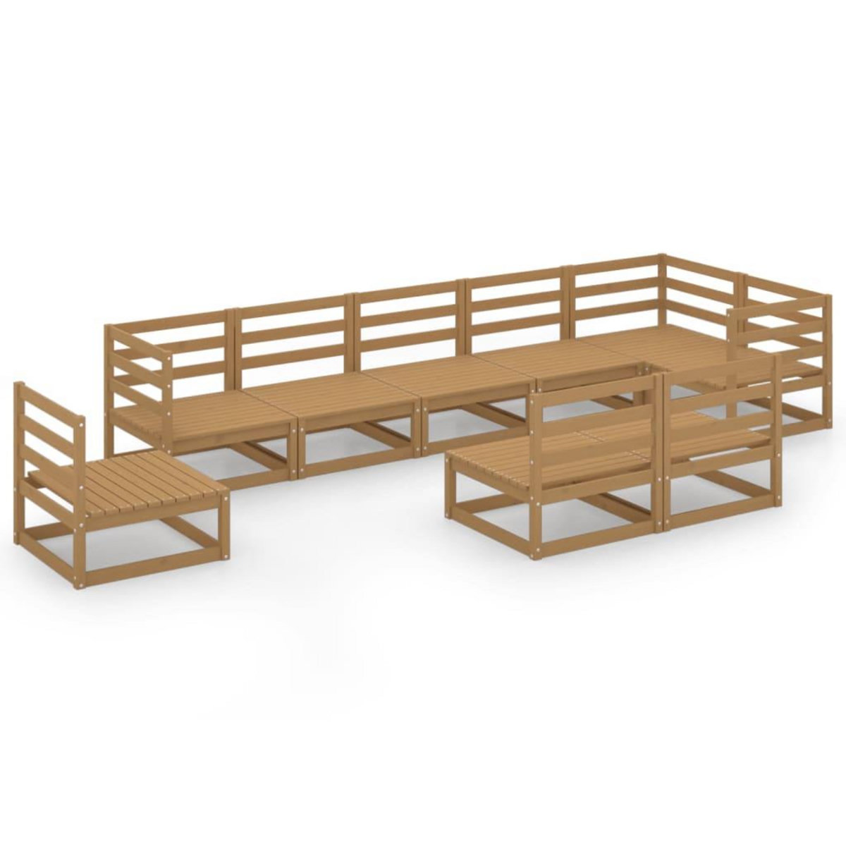 VIDAXL Salon de jardin 9 pcs marron miel bois de pin massif