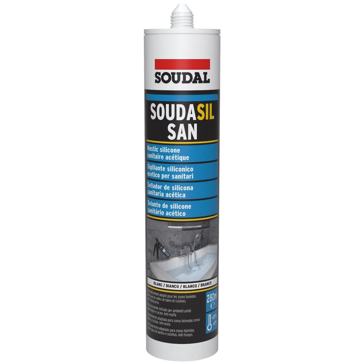 Soudal Cartouche silicone sanitaire blanc 280ml Soudal