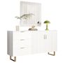 Voir la diapositive 1 : MERAX Buffet 2 porte(s) 3 tiroir(s) - 160 cm blanc mdf