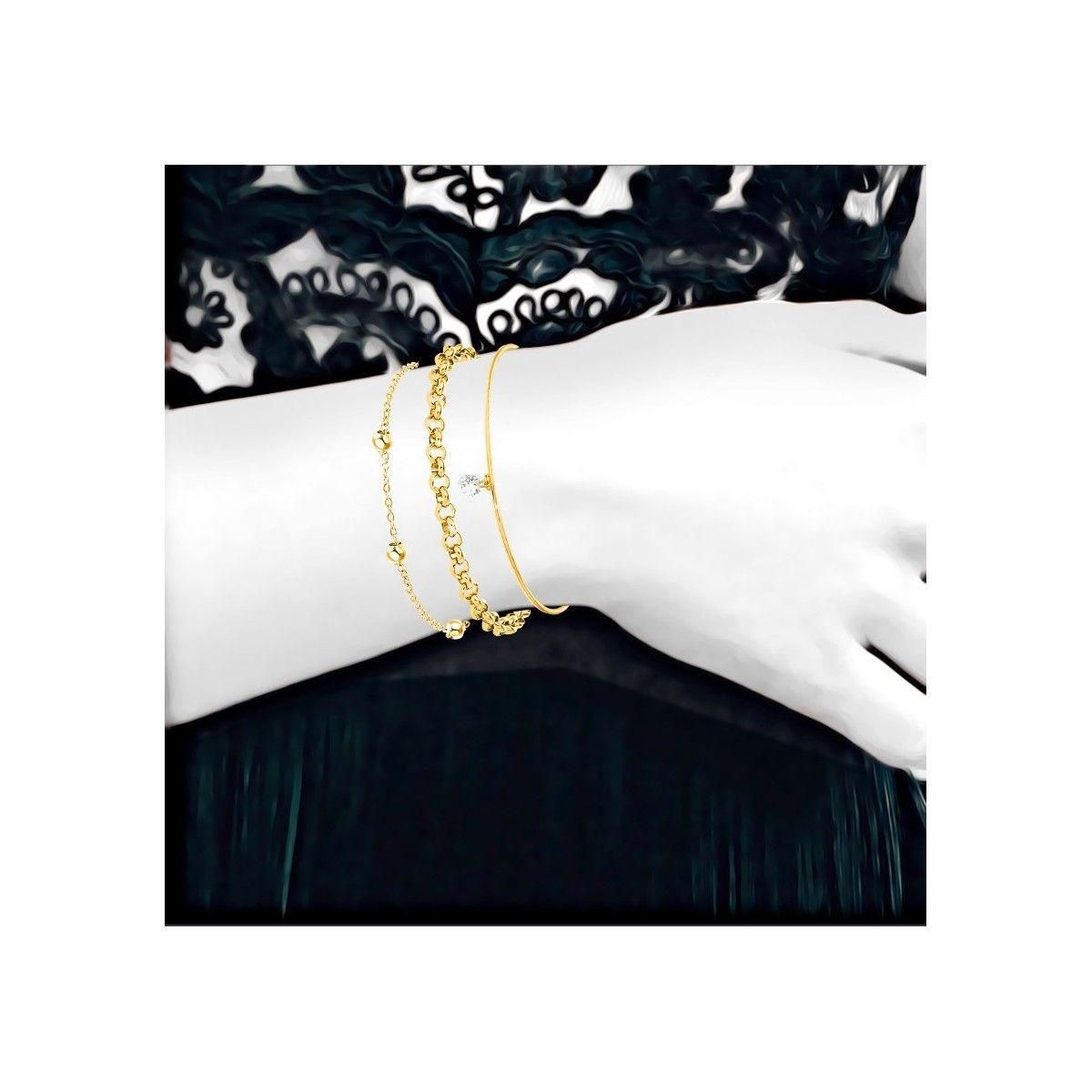 SC BOHEME Lot de 3 bracelets SC Bohème en Acier Finement doré orné de cristaux scintillants