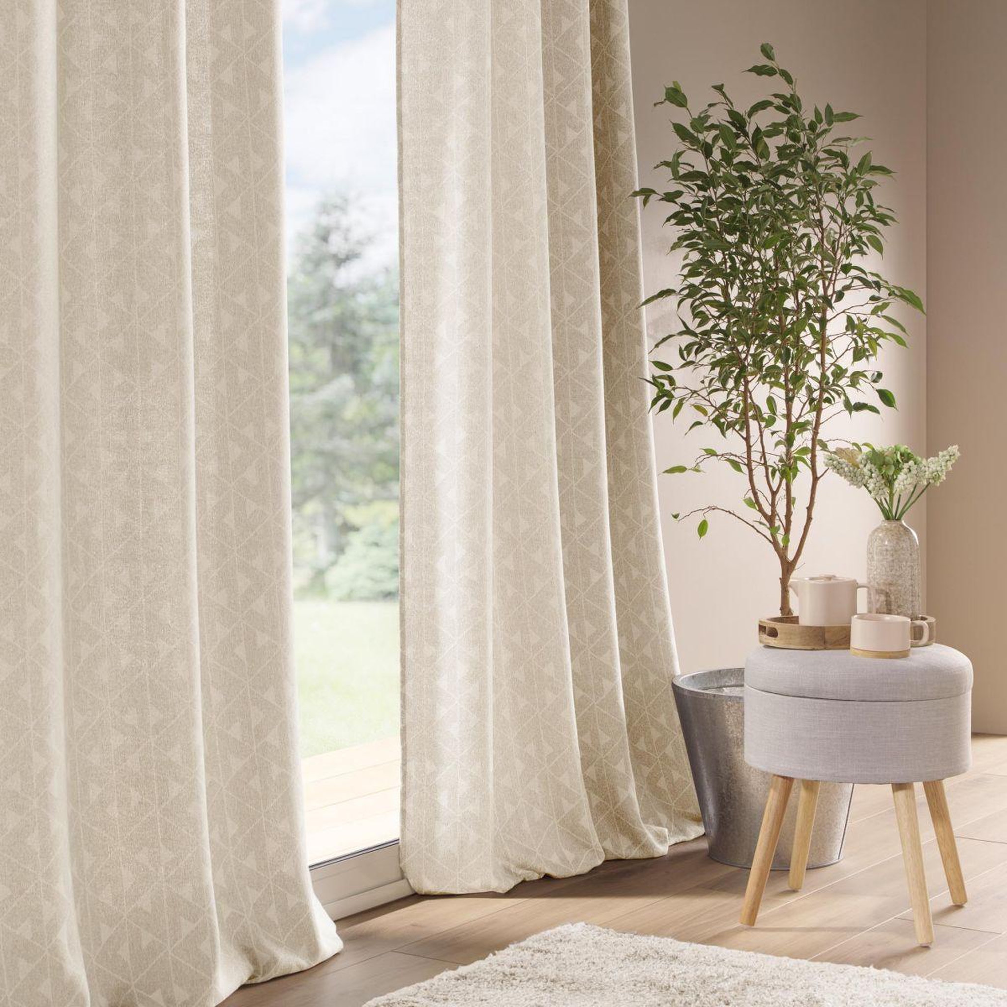 Voir la diapositive 2 : Douceur d'Intérieur Rideau à œillets jacquard  gallena  140x260cm naturel