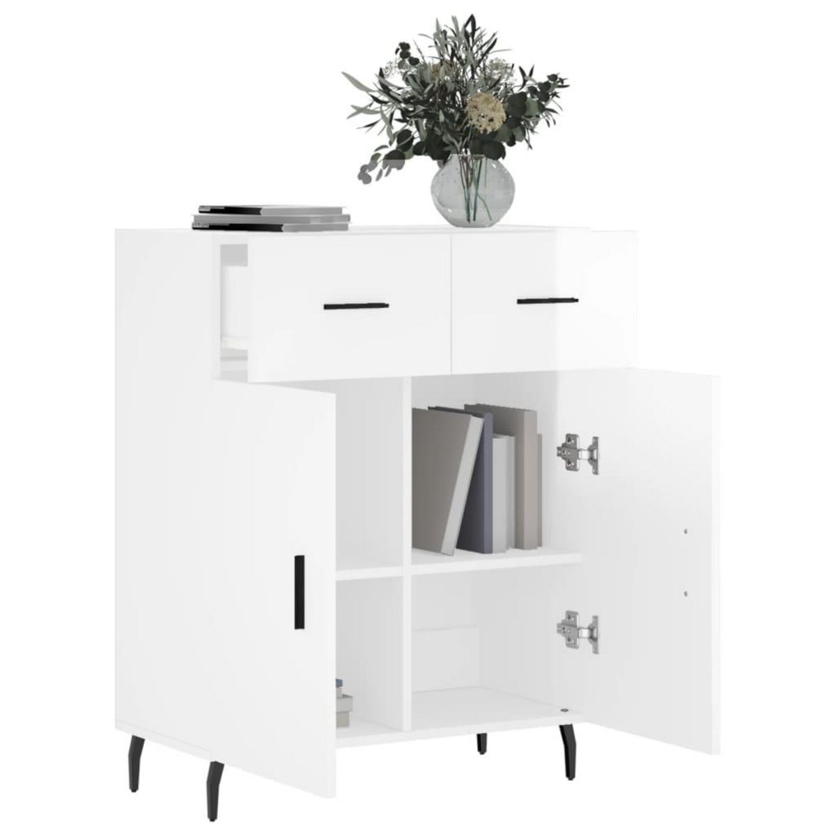 VIDAXL Buffet Blanc brillant 69,5x34x90 cm Bois d'ingenierie