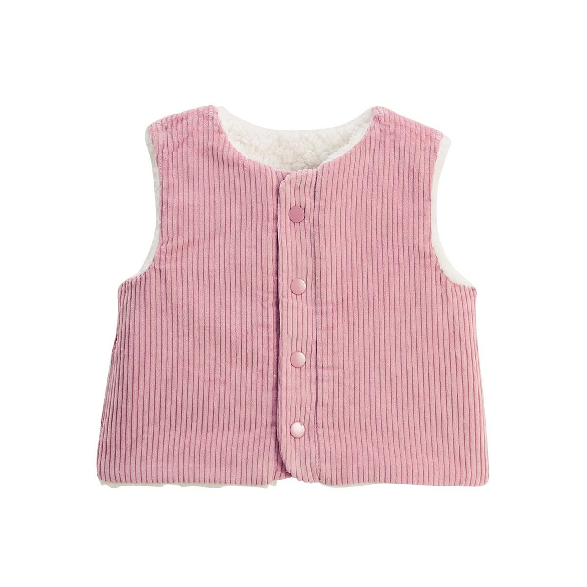 Voir la diapositive 2 : Petit Béguin Veste sans manches enfant réversible en sherpa Céleste