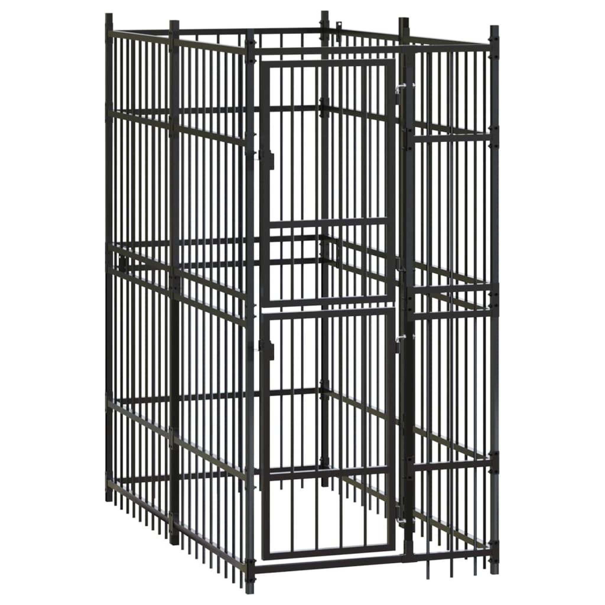 VIDAXL Chenil d'exterieur pour chiens Acier 1,84 m²