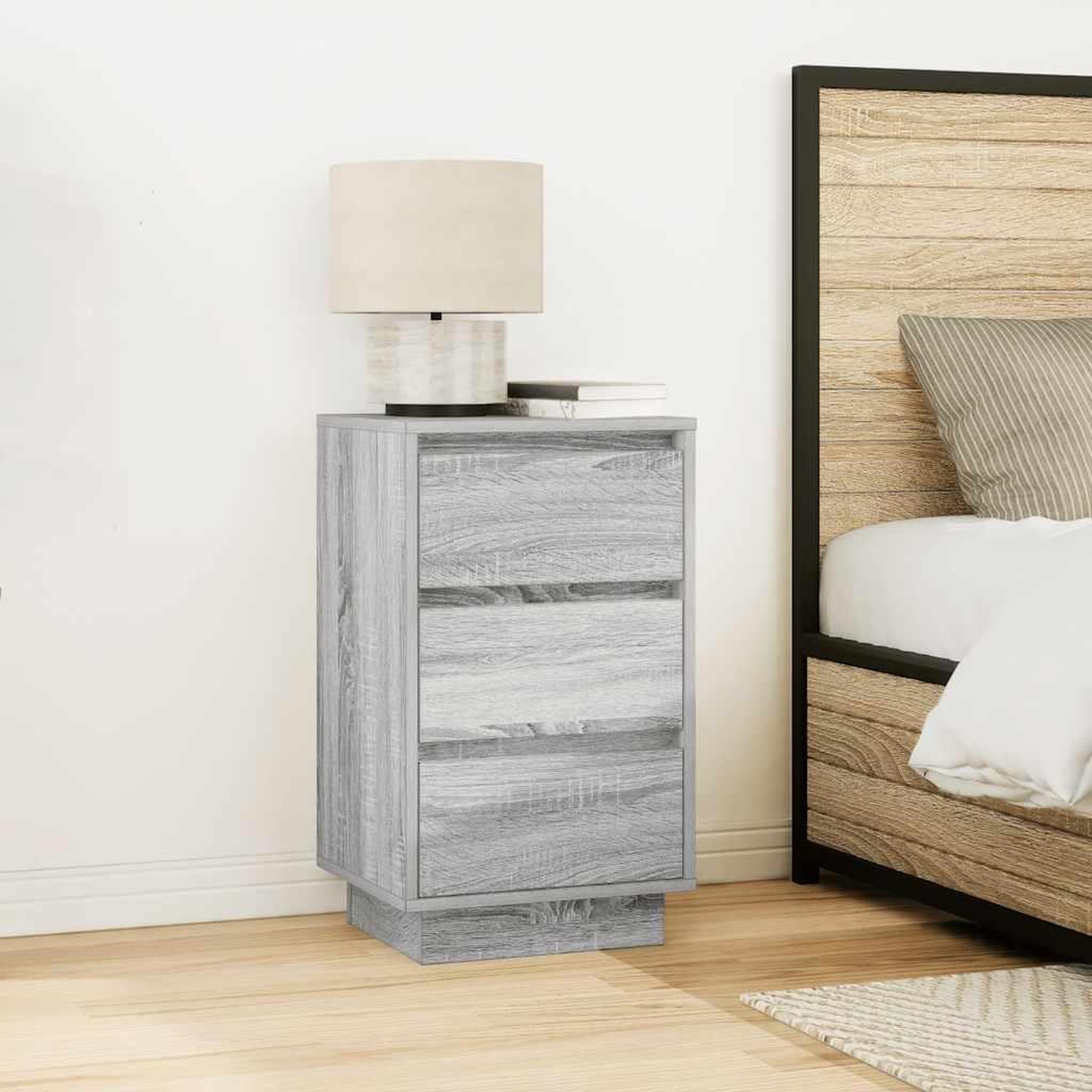 Voir la diapositive 4 : VIDAXL Table de chevet avec lumieres LED sonoma gris 38x34x65 cm