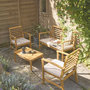 Voir la diapositive 3 : SWEEEK Salon de jardin CHLOE en bois d'acacia 4 places, avec coussins en polyester, un canapé, une table, deux fauteuils