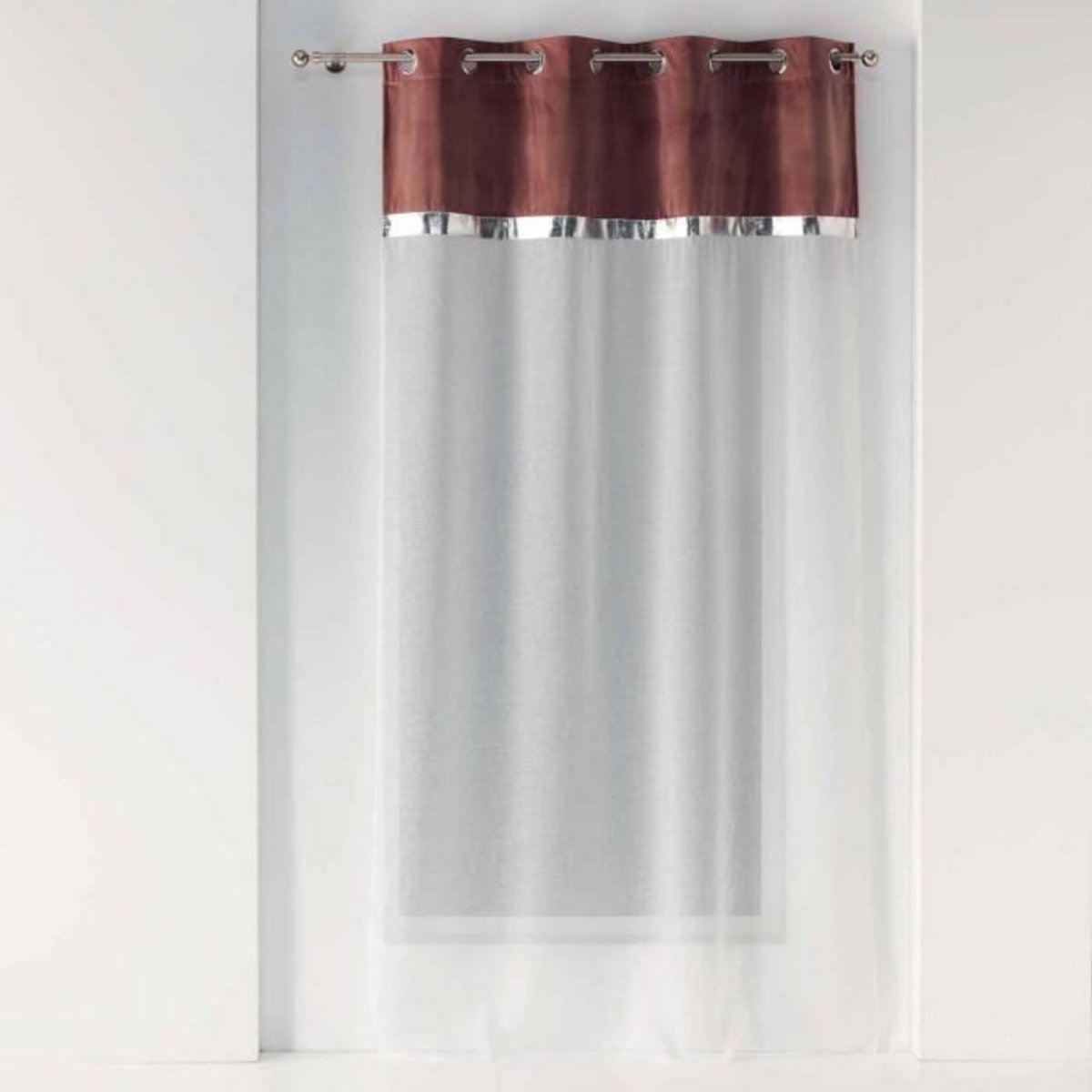 Paris Prix Rideau Voilage à Œillets  Blushy  140x240cm Bordeaux