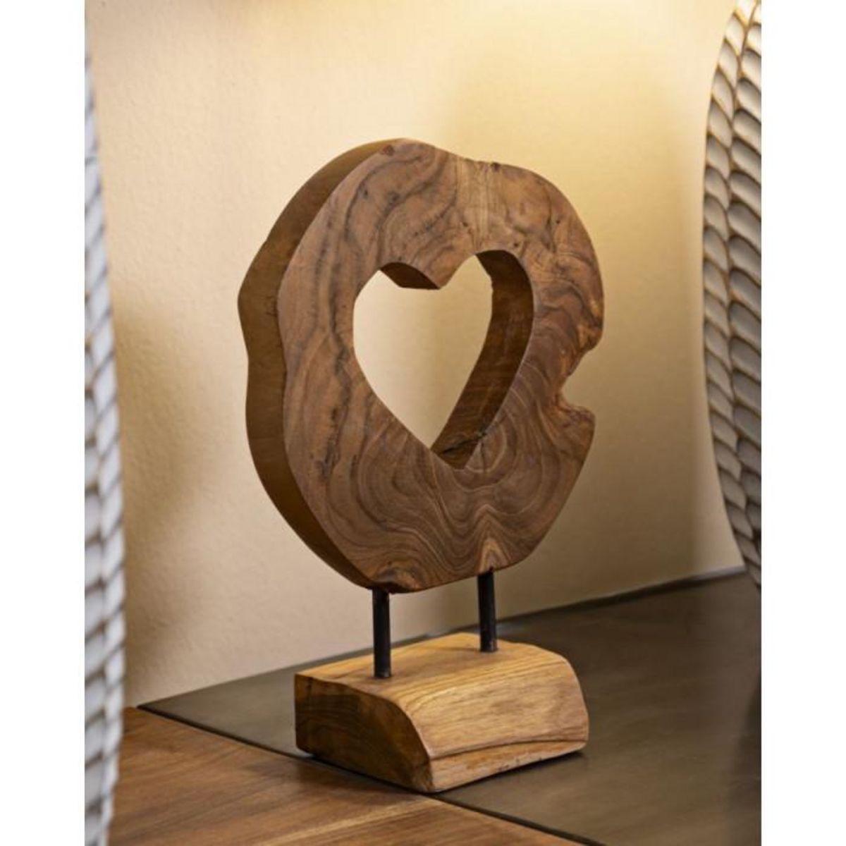 Paris Prix Objet Déco Cœur en Teck  Hasi  28cm Naturel