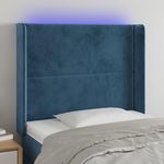 VIDAXL Tete de lit a LED Bleu fonce 103x16x118/128 cm Velours