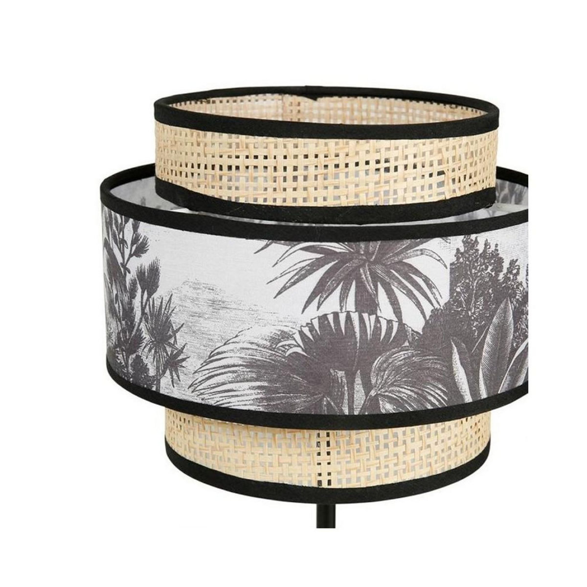 OSTARIA Lampe abat-jour papier rotin 3 niveaux ombrage