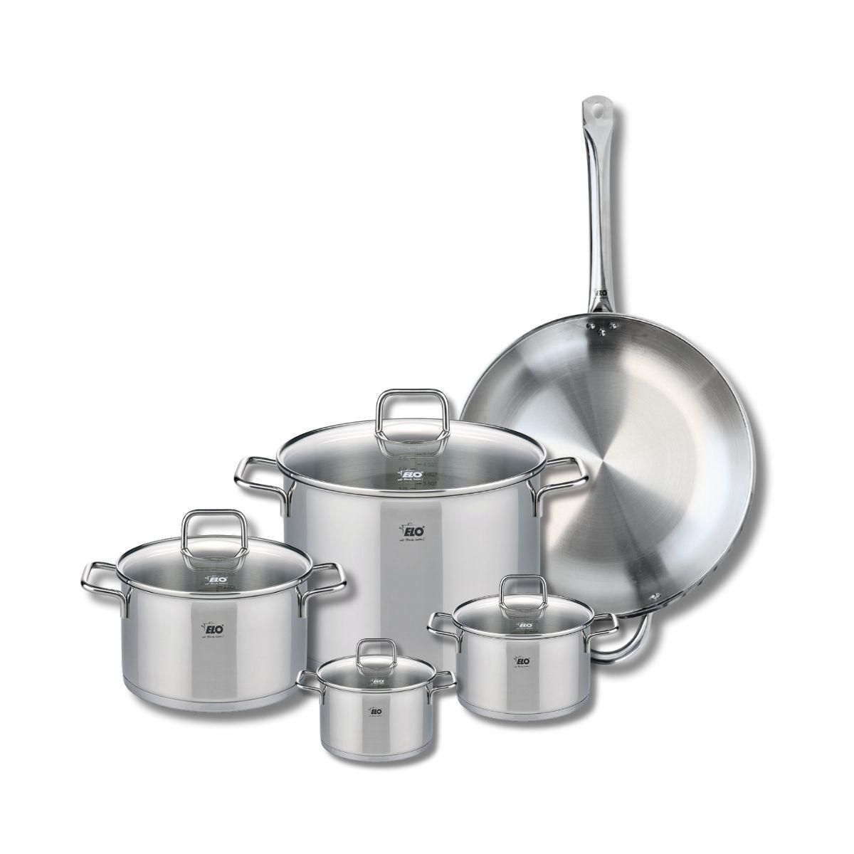 666 Barcelona Set de 1 Poêle de cuisson 32 cm et 4 faitouts 12, 14, 20 et 26 cm Elo Profi Citrin