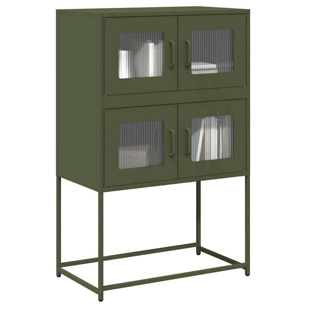 VIDAXL Buffet haut vert olive 68x39x107 cm acier